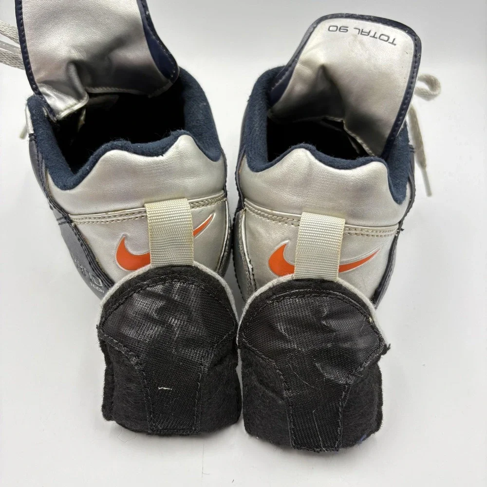 Nike Total 90 Shoes Youth Size 1.5Y Blue Silver Soccer Cleats 302240-408‎